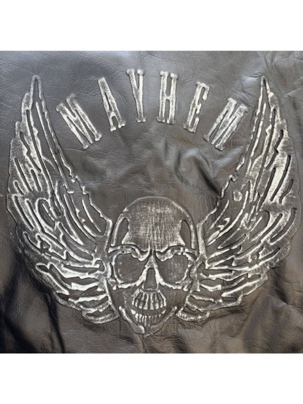 Vintage Xelement Motorcycle Leather Vest Black XL Mayhem Skull Wings Side Laces - Picture 4 of 14